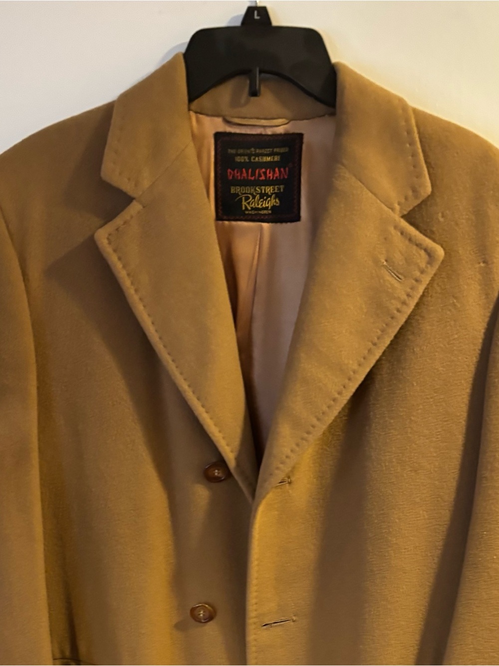 Vtg 1960s Raleighs 100% Cashmere Overcoat Camel Tan Topcoat Men Size 42 M L